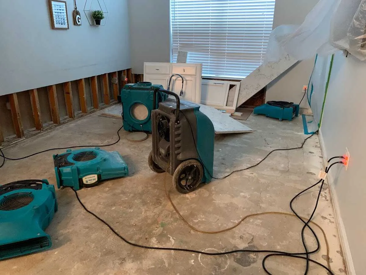 Dehumidifier in flood-cut room for Water Extraction & Removal in Forest City